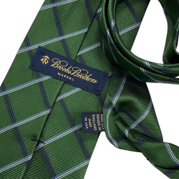 BROOKS BROTHERS Green Tartan Silk DESIGNER Tie USA - Picture 3 of 4